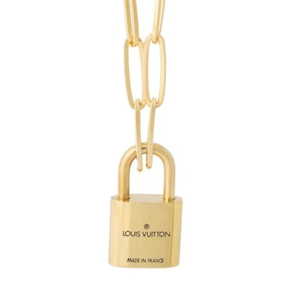 Louis Vuitton Jewelry - Authentic Louis Vuitton Gold Padlock and Key w second-hand XXL Paperclip…